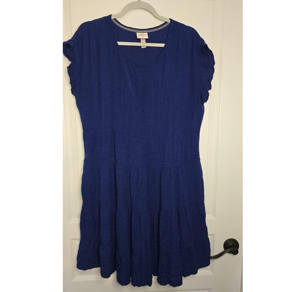 Knox Rose - Royal Blue Tiered w/Flutter Sleeve w/Pockets, Bohemian, Festival